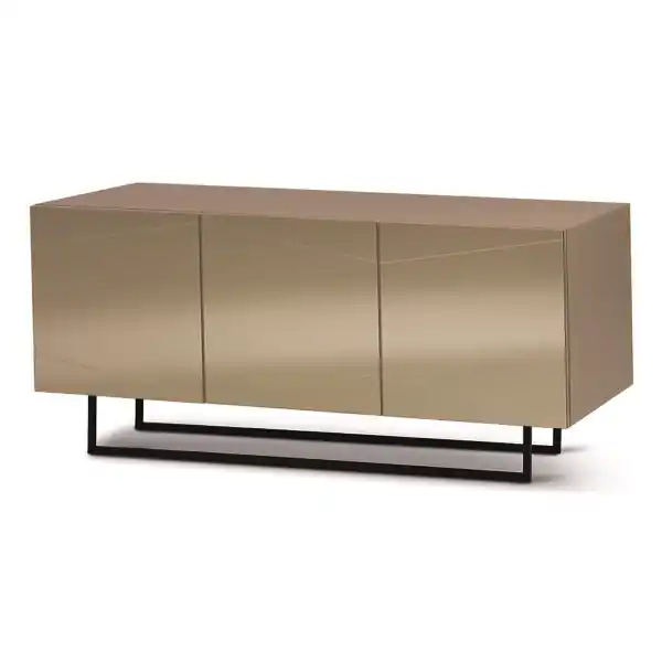 Madia credenza a 3 ante in vetro specchio bronzo scocca tortora e piedini sagomati ISIDE