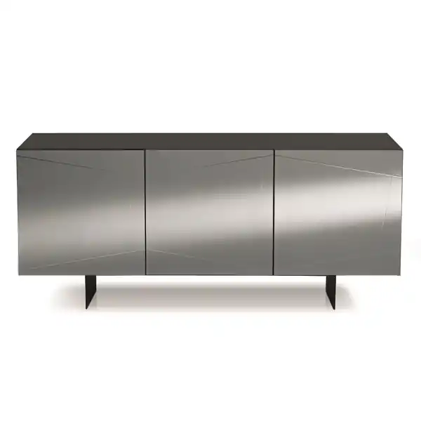 Madia credenza a 3 ante in vetro specchio fumcocca antracite e 2 piedini ISIDE