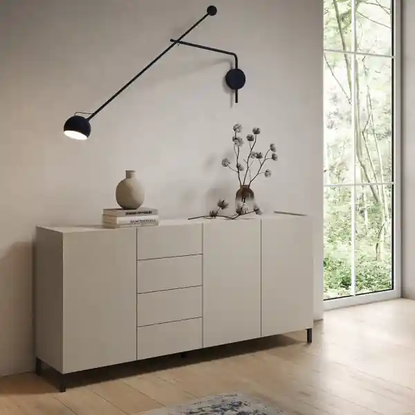 Madia in legno 174 cm con 3 ante e 4 cassetti Grigio HARAS