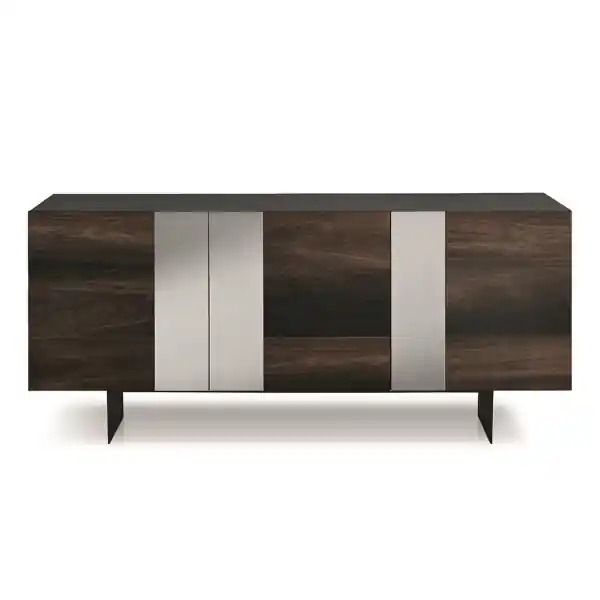 Madia ROMEO a 3 ante in Rovere Termico con inserti specchio e 2 piedini