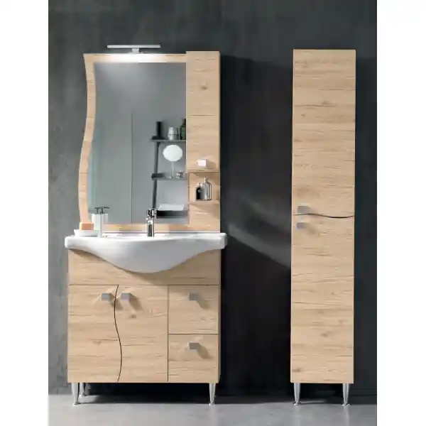 Mobile bagno 85 cm - Quercia Naturale - Melaminico - Onda