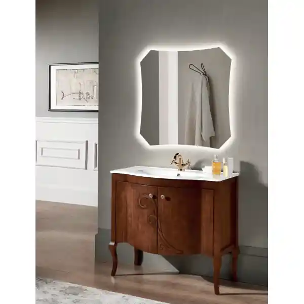 Mobile bagno classico MARTINA 90 cm - Noce - 2 ante - Lavabo