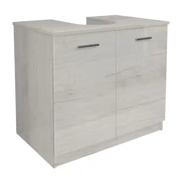 Mobile bagno copricolonna lavello con 2 ante in legno Quercia Bianco