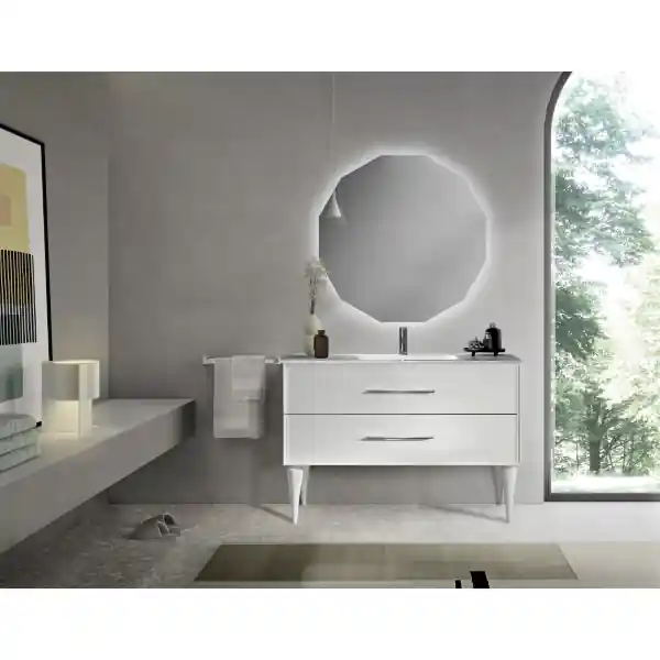 Mobile bagno moderno 100 cm - Bianco Opaco - 2 cassetti - Lavabo - CLASSIC