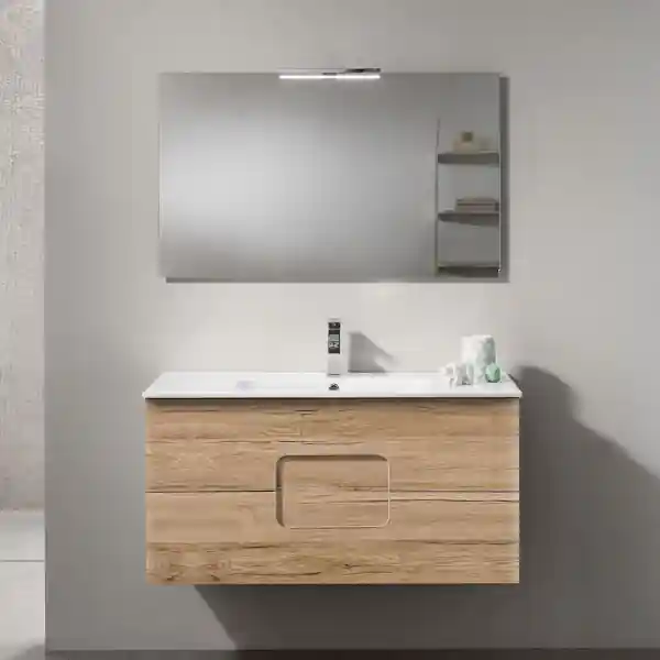 Mobile bagno sospeso 120 cm in Nobilitato con due cassetti ARCO Rovere Nodi