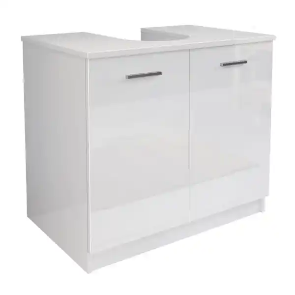 Mobile bagno sotto lavello copricolonna con 2 ante in legno Bianco Lucido