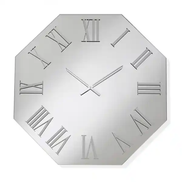 Orologio ottagonale 60x60 cm in cristallo Chiaro e numeri Argento - DYLAN