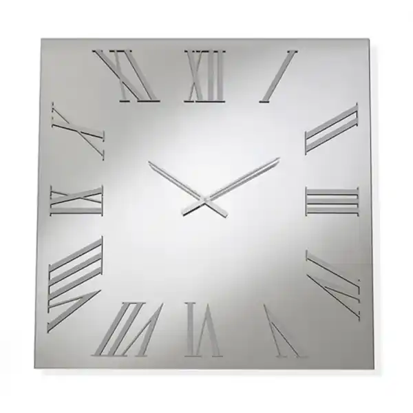 Orologio quadrato in cristallo Chiaro e numeri Argento 60x60 cm - ROGER