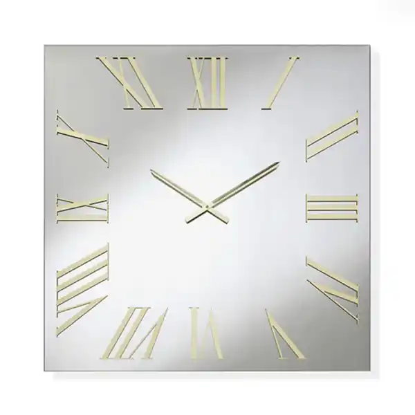 Orologio quadrato in cristallo Chiaro e numeri Oro 60x60 cm - ROGER