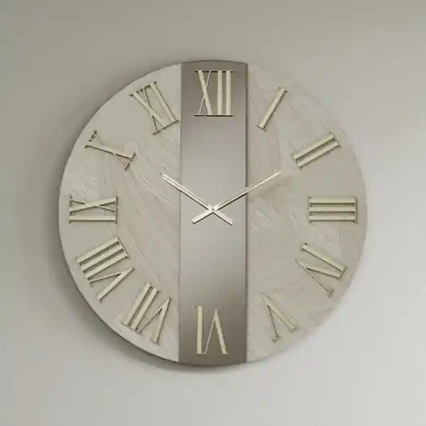 Orologio rotondo D60 cm BILLY in legno rivestito con parato e vetro Bronzo