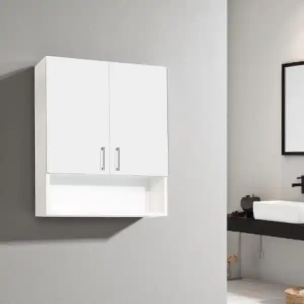 Pensile sospeso con vano a giorno e 2 ante 59x71 Bianco Opaco