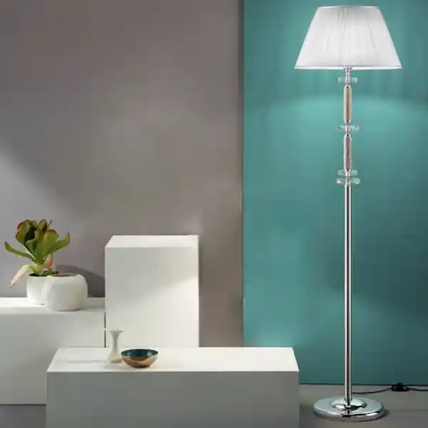 Piantana DIDO in vetro trasparente lavorato a mano Cromo H176 cm