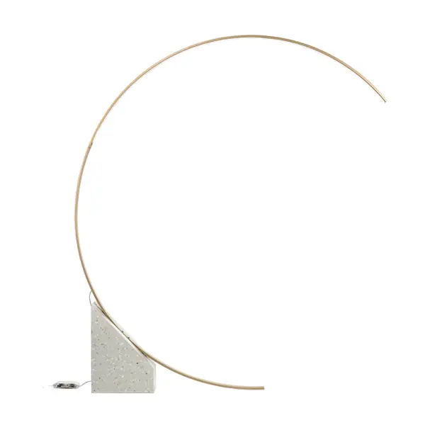 Piantana LED in metallo Oro con base in ceppo di Grè RUNE 176x204 cm