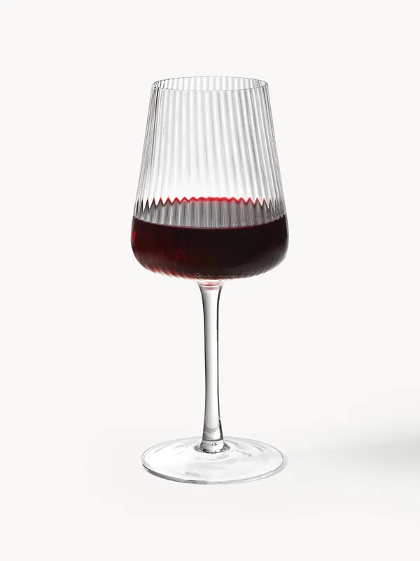 Set di 4 bicchieri vino rosso fatto a mano con struttura millerighe Cami
