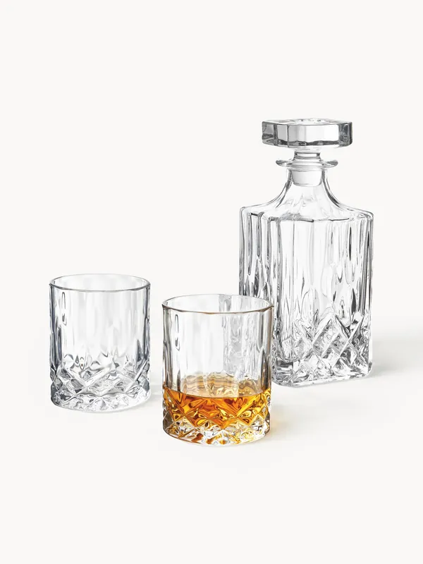 Set da whisky in cristallo con rilievo George