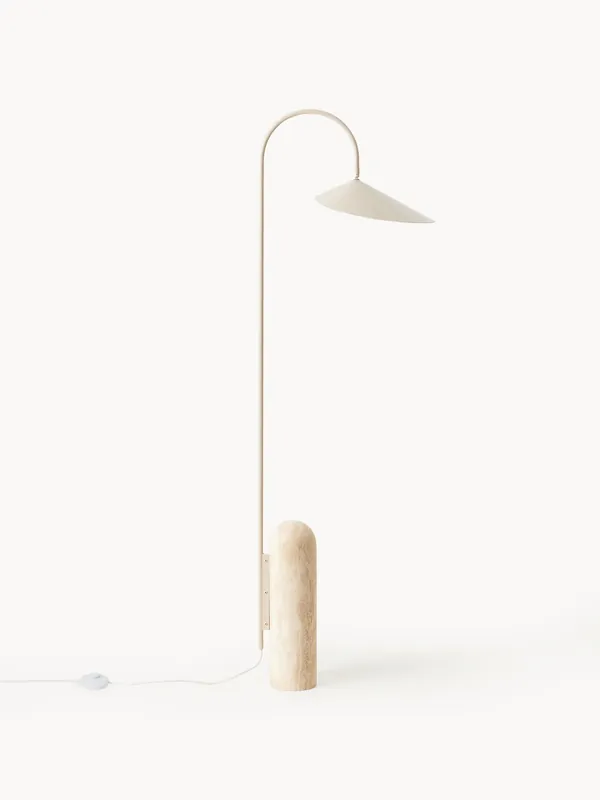 Lampada da terra con base in travertino Arum, orientabile