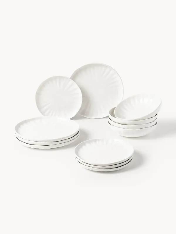 Servizio di piatti in porcellana con rilievo Sali, 4 persone (12 pz)