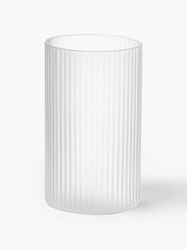 Set di 4 bicchieri piccoli da long drink in vetro soffiato con scanalatura in rilievo Ripple, 140 ml