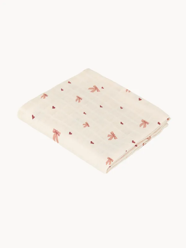 Set di 2 panni in mussola di cotone organico Bows