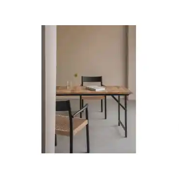 Rectangular folding dining table 200x100 cm in mango wood and iron Fer