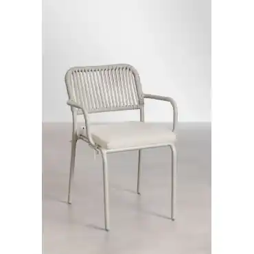 Set di 4 sedie da giardino impilabili con braccioli in corda intrecciata Arhiza
