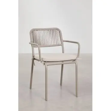 Set di 6 sedie da giardino impilabili con braccioli in corda intrecciata Arhiza
