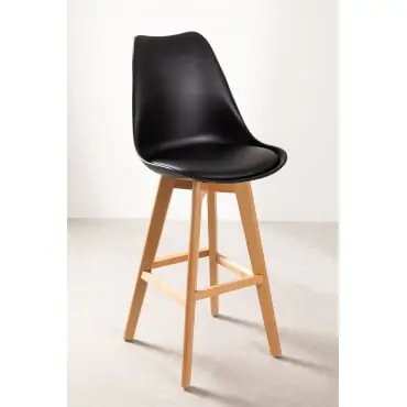 Sgabello alto nordico con cuscino in similpelle