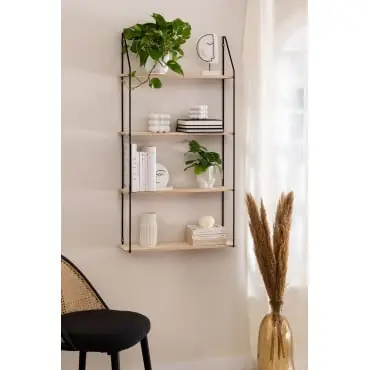 Libreria da parete ↔︎ 65 cm in legno e acciaio Arison