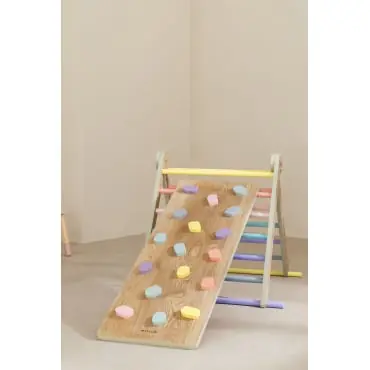 Rampa con parete da arrampicata per principianti in legno Pyqer Colors Kids
