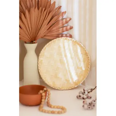 Vassoio decorativo rotondo Ø30 cm in bambù Raimis