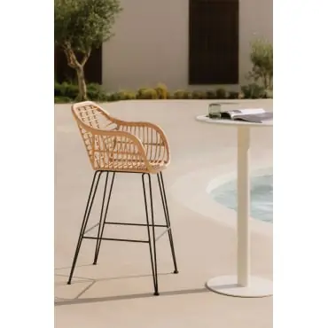 Sgabello alto da giardino in rattan sintetico Eska