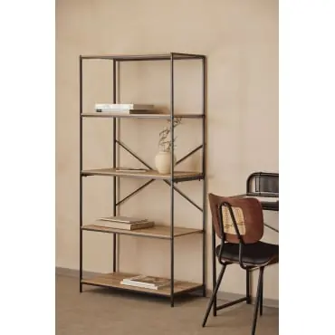 Scaffale 80x170 cm in ferro e legno Baxter