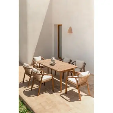 Tavolo da giardino rettangolare 160-210x90 cm allungabile in legno di acacia Tenay