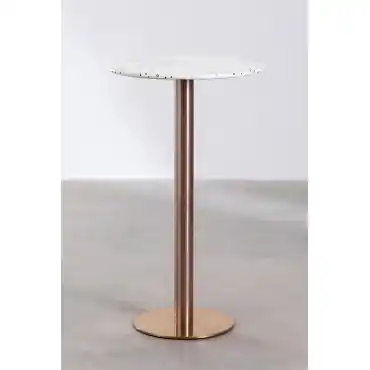Tavolo alto da bar rotondo Ø60 cm in terrazzo Malibu