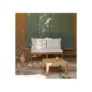 Set da giardino con divano componibile a 2 pezzi e tavolino in legno di acacia Filips
