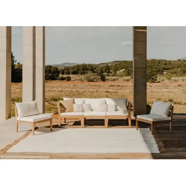 Divano da giardino modulare in 5 pezzi con braccioli in legno di acacia Filips