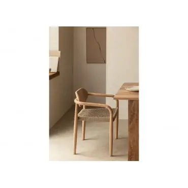 Sedia da pranzo con braccioli in legno Naele