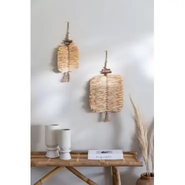 Set di 2 decorazioni da parete in rafia Pravia
