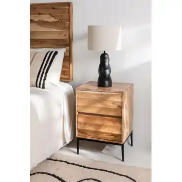 Comodino 45x35 cm in legno di acacia Petter