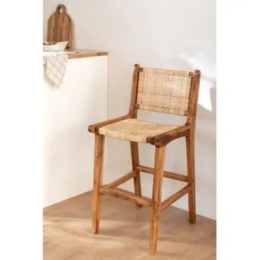 Sgabello alto 60 cm in legno di teak Catua