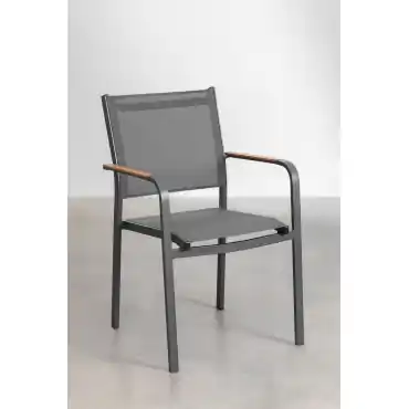 Set di 6 sedie da giardino impilabili con braccioli in alluminio Archer