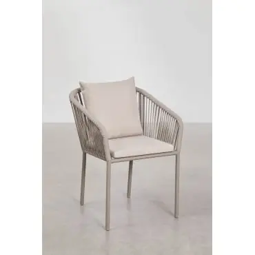 Set di 4 sedie da giardino con braccioli in corda intrecciata Arhiza Classic