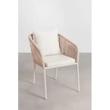 Set di 4 sedie da pranzo con braccioli in corda intrecciata Arhiza Classic