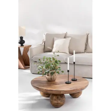Tavolino da caffè rotondo Ø90 cm in legno di mango Cotia