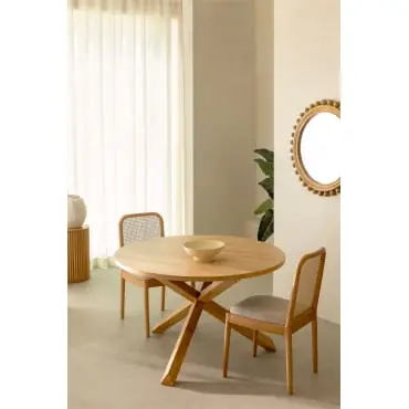 Tavolo da pranzo rotondo Ø120 cm in MDF e legno Mieren