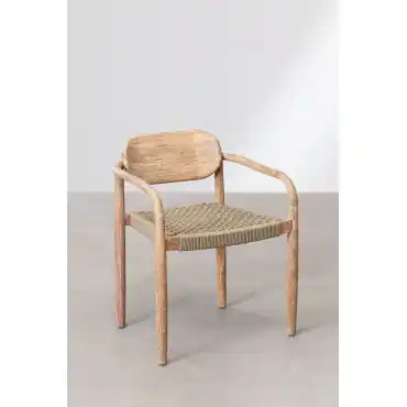 Set di 4 sedie da giardino con braccioli in legno Naele