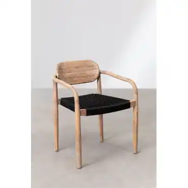 Set di 4 sedie da pranzo con braccioli in legno Naele