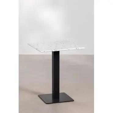 Square bar table 60x60 cm in Praline terrazzo