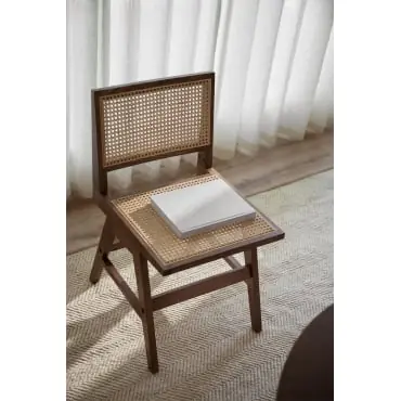Sedia da pranzo in legno di frassino e rattan Lali
