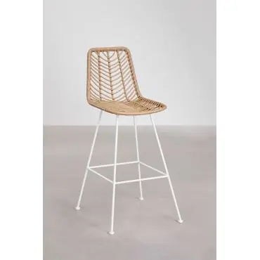 Confezione da 2 sgabelli alti in rattan sintetico Gouda Natural